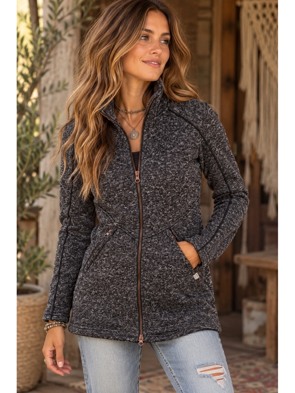 Avalanche Women’s Sweater Fleece Full Zip Jacket Size S Gray